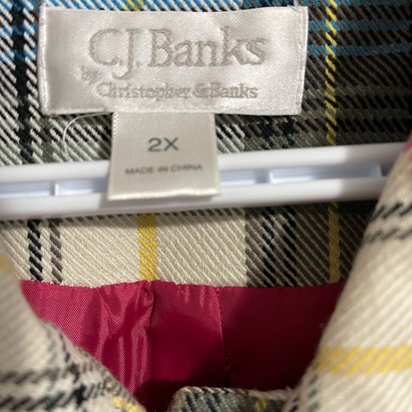 CJ Banks plaid, fall, pea coat. 2X - Picture 4 of 6